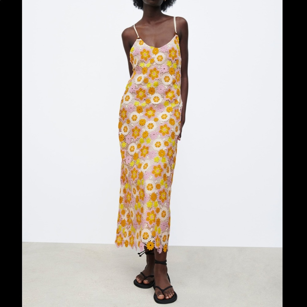 Flower crochet midi dress
